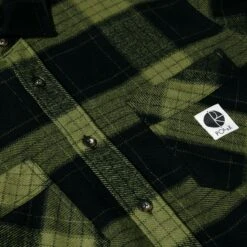 Polar Mike Longsleeve Shirt Flannel Black Army Green -Slam City Shop 0008 Polar Skate Co SP24 Mike LS Shirt Flannel 3 png