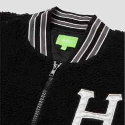 HUF Sherpa Varsity Jacket Black -Slam City Shop 003 ec032252 a145 49e9 9c52 9bc125d2a30a