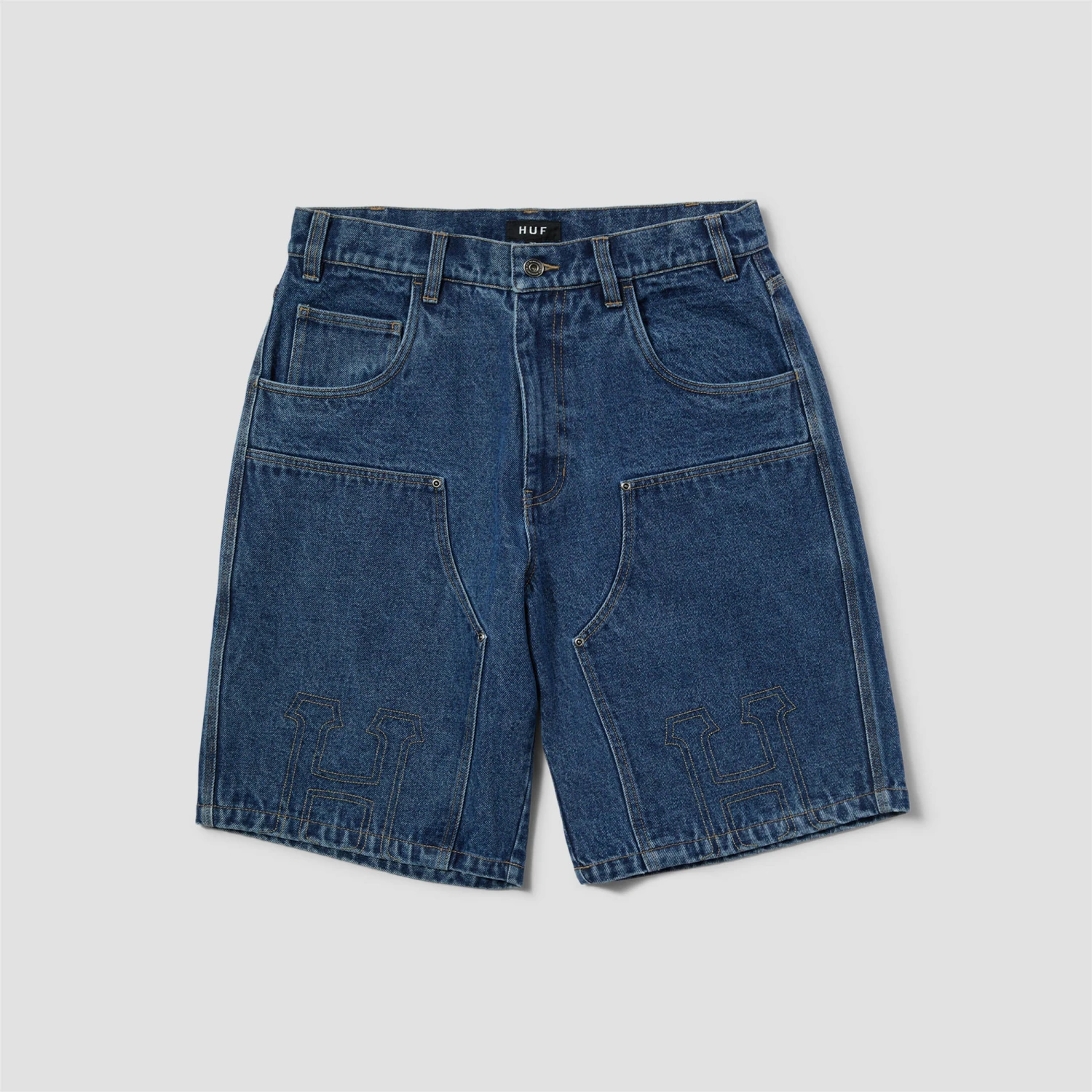 Huf Classic H Double Knee Denim Short Stone Wash Indigo 1 Huf Classic H Double Knee Denim Short Stone Wash Indigo