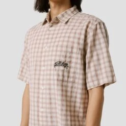 Former Manners Check Shortsleeve Shirt Taupe -Slam City Shop FORMER Q1.25 Fsh 25102 Manners Check Ss Shirt Taupe 4