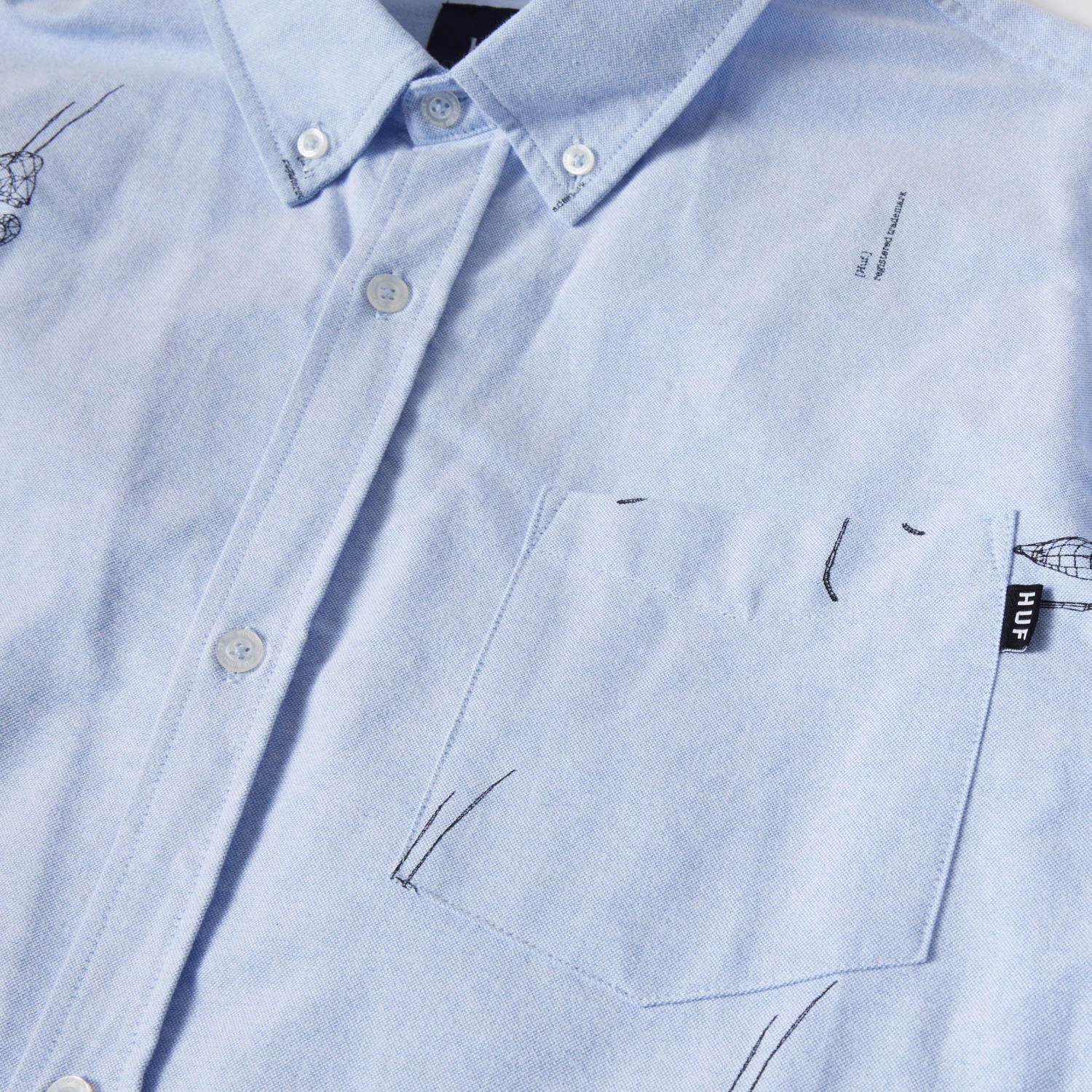 HUF Mantis Oxford Shirt Blue 2 HUF Mantis Oxford Shirt Blue - Image 2