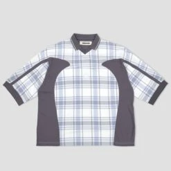 Metalwood Paneled 3/4 Sleeve Polo Ice