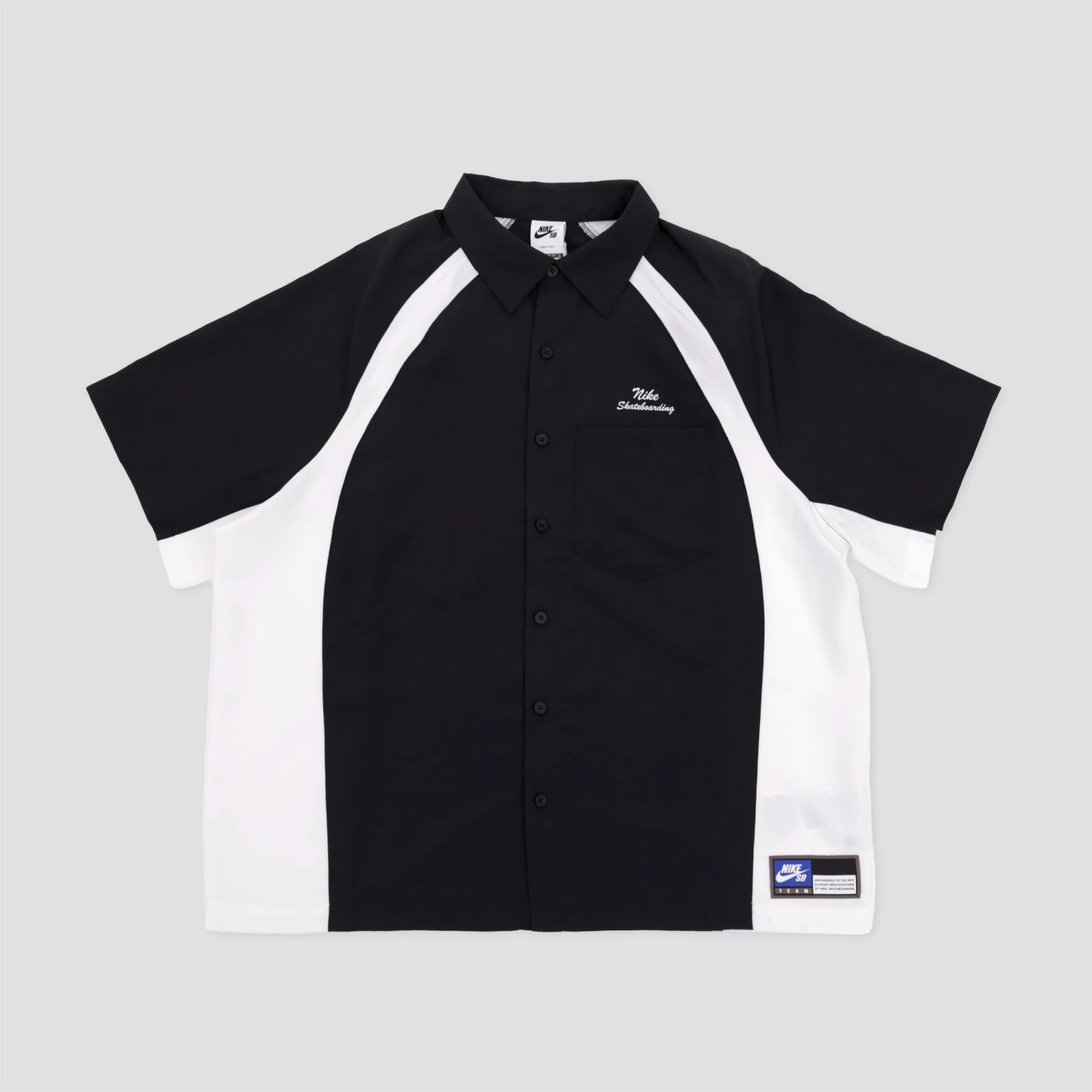Nike SB Dri-Fit Bowler Woven Shortsleeve Shirt Black / White / White 1 Nike SB Dri-Fit Bowler Woven Shortsleeve Shirt Black / White / White
