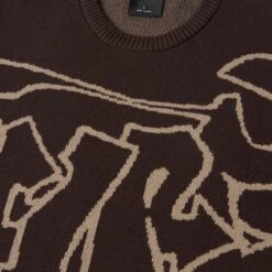 HUF Outlines Crewneck Sweater Espresso -Slam City Shop OUTLINES CREWNECK SWEATER ESPRESSO KN00514 ESPRO 03