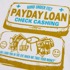 HUF Pay Day Shortsleeve T-Shirt White -Slam City Shop PAY DAY S S TEE WHITE TS02417 WHITE 04