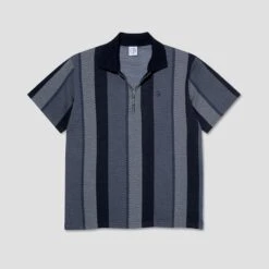 Polar Jacques Polo Shirt Herringbone Blue -Slam City Shop Polar Skate Co F24 jacques polo blue 2