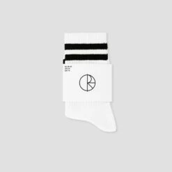 Polar Happy Sad Classic Socks White / Black -Slam City Shop Polar Skate Co SU24 Rib Socks Happy Sad White 3