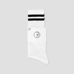 Polar Happy Sad Socks Long White -Slam City Shop Polar Skate Co SU24 Rib Socks Long Happy Sad White 3