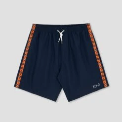 Polar Skate Co Swim Shorts Square Stripe Navy / Orange