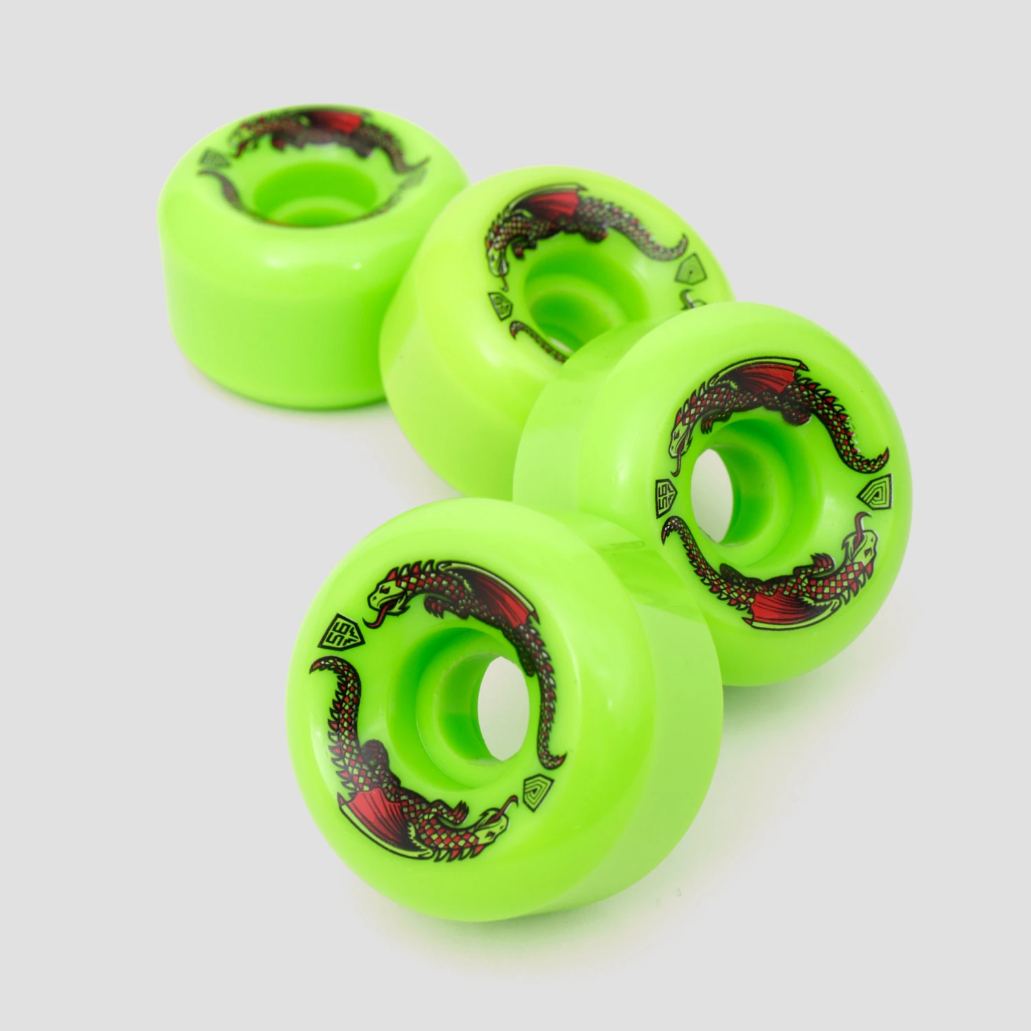 Powell Peralta Dragon Formula 56mm 36mm 93A Skateboard Wheels Green 2 Powell Peralta Dragon Formula 56mm 36mm 93A Skateboard Wheels Green - Image 2