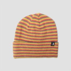PassPort Organic Cotton Stripe Knit Beanie Mustard Multi