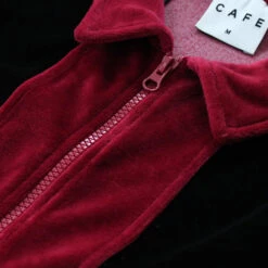 Skateboard Cafe Stripe Full Zip Velour Stripe Shirt Burgundy / Black -Slam City Shop Skateboard Cafe Stripe Full Zip Velour Stripe Shirt Burgundy Black2
