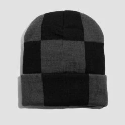Skateboard Cafe Check Fold Beanie Charcoal / Black / Gold -Slam City Shop SlamCafeCheckBeanieCharcoal 2