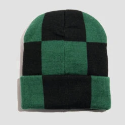 Skateboard Cafe Check Fold Beanie Forest Green / Black / Gold -Slam City Shop SlamCafeCheckBeanieForestGreen 2