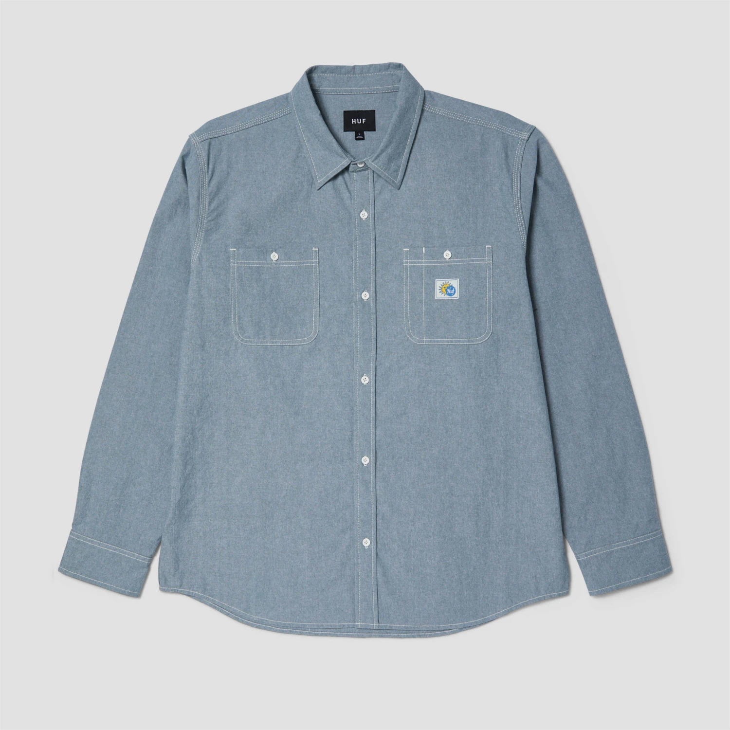 HUF Total Eclipse Chambray Shirt Light Blue 1 HUF Total Eclipse Chambray Shirt Light Blue