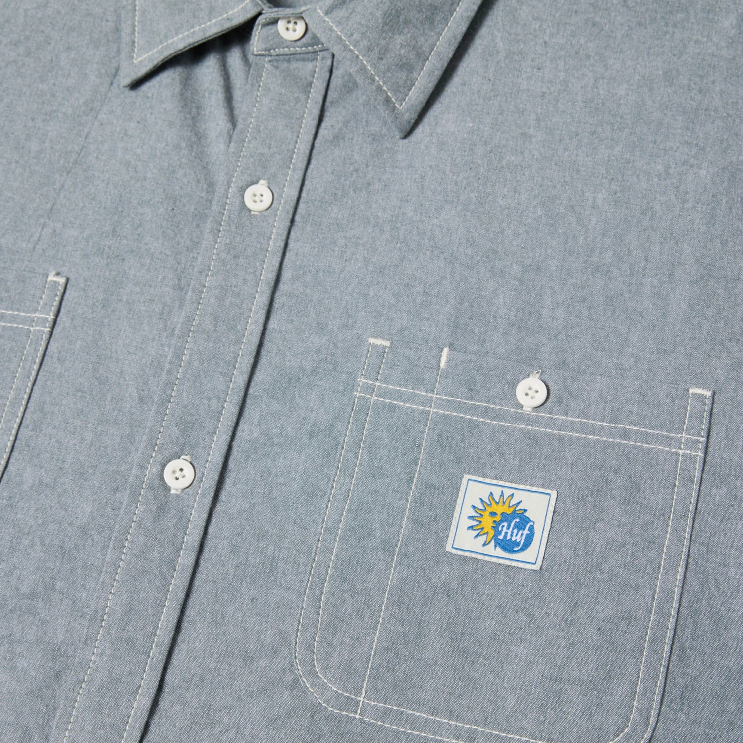 HUF Total Eclipse Chambray Shirt Light Blue 3 HUF Total Eclipse Chambray Shirt Light Blue - Image 3