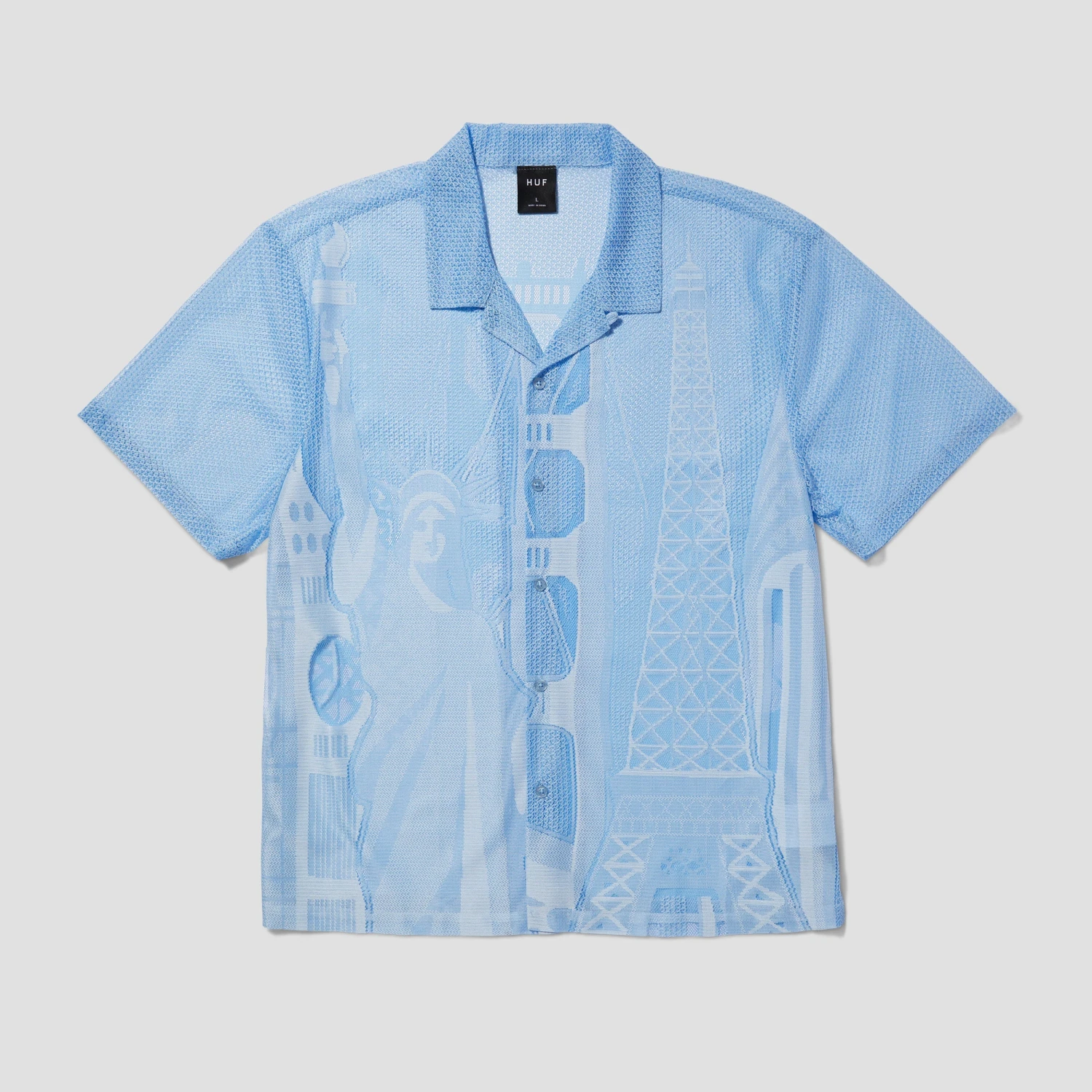 Huf World Tour Shortsleeve Lace Shirt Cloud Blue 1 Huf World Tour Shortsleeve Lace Shirt Cloud Blue