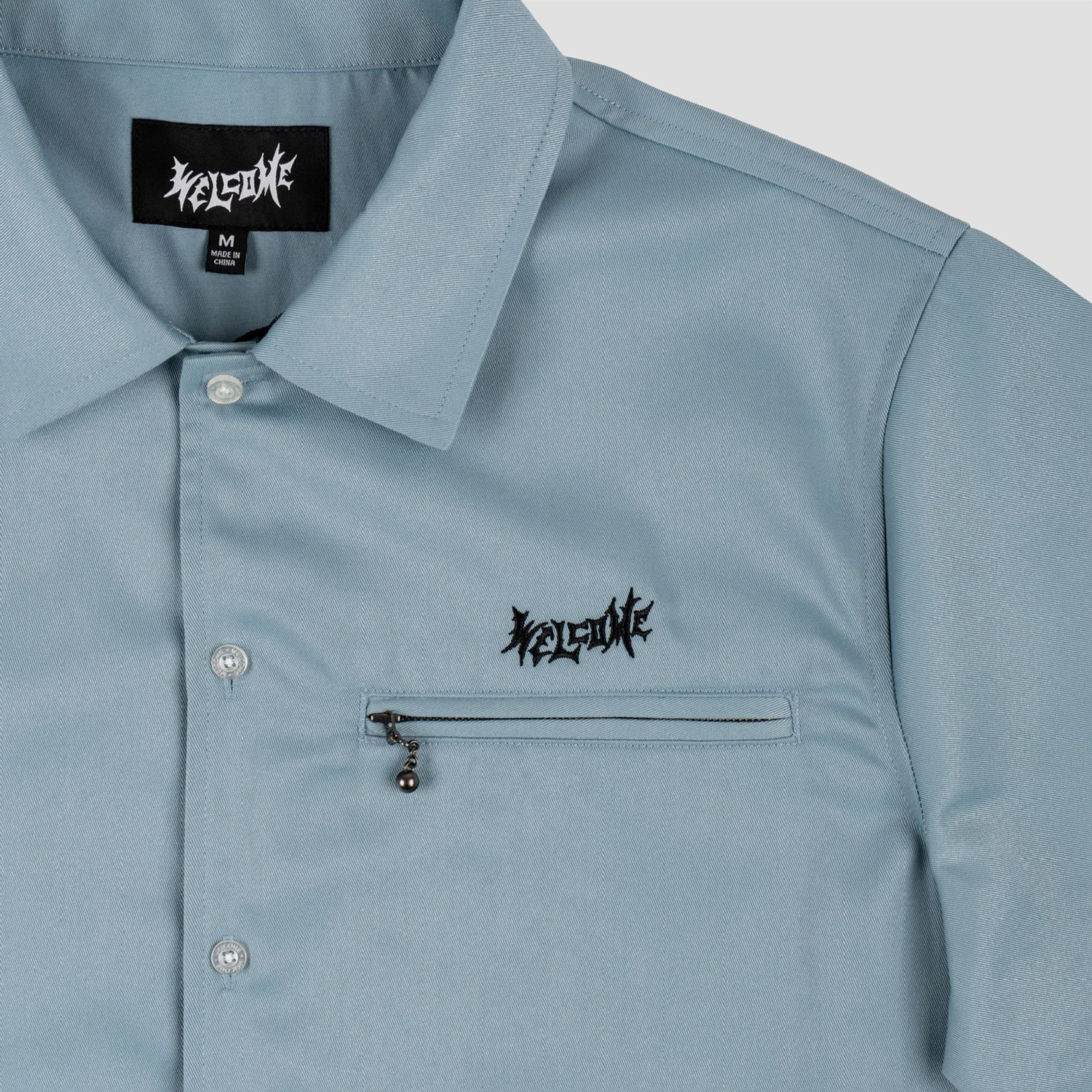 Welcome Mace Embroidered Twill Work Shirt Slate 3 Welcome Mace Embroidered Twill Work Shirt Slate - Image 3