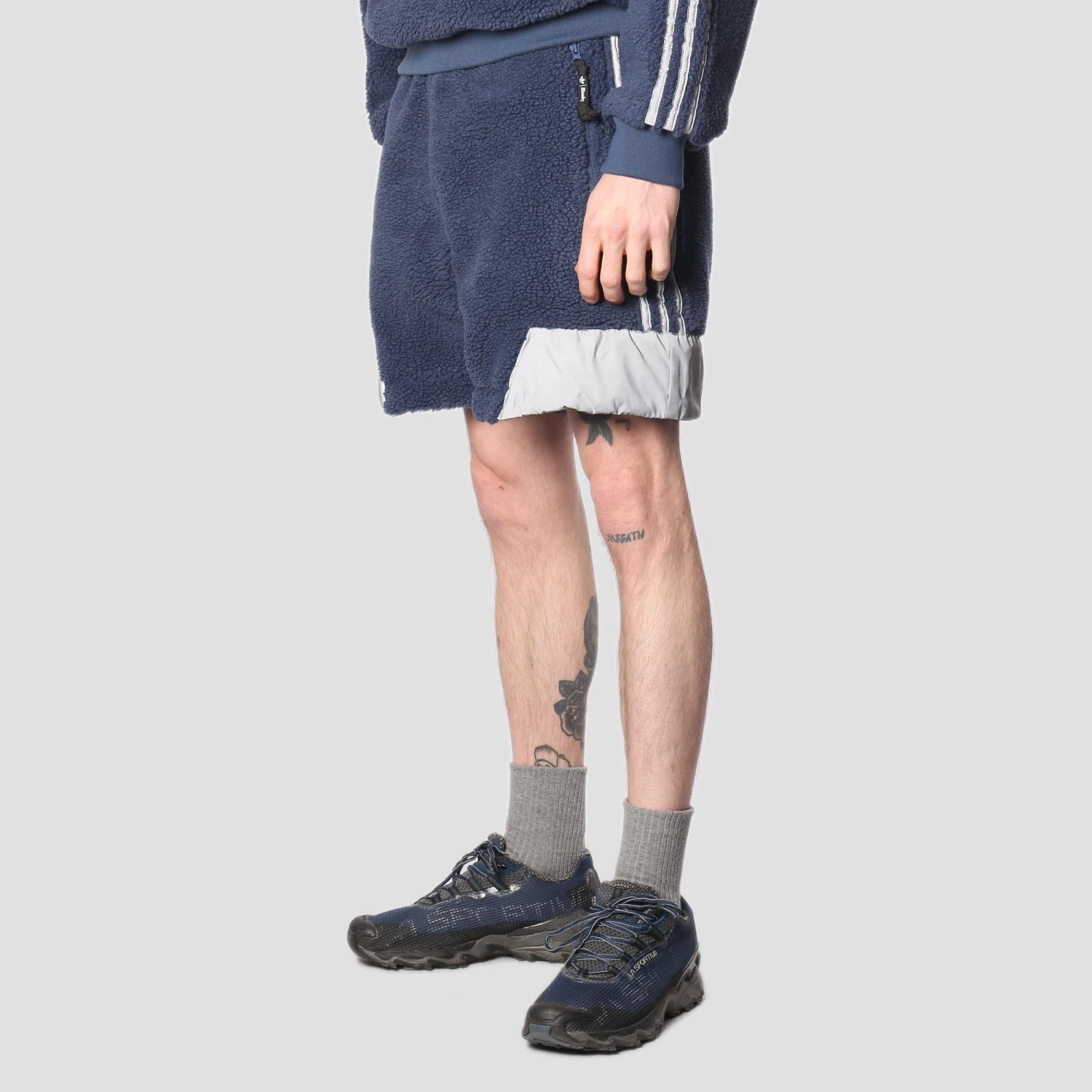 Adidas X Blondey Sherpa Shorts Mineral Blue / Reflective Silver 2 Adidas X Blondey Sherpa Shorts Mineral Blue / Reflective Silver - Image 2