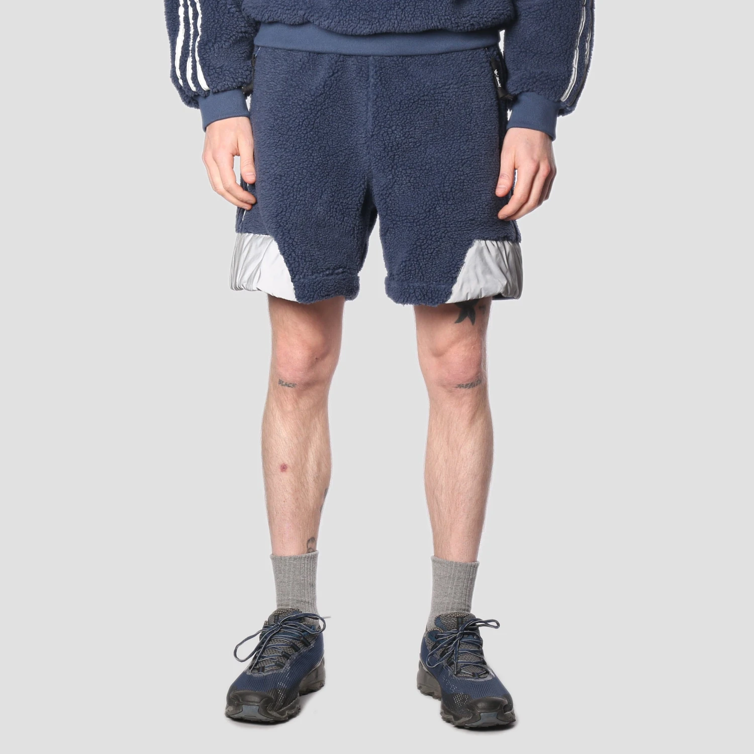 Adidas X Blondey Sherpa Shorts Mineral Blue / Reflective Silver 1 Adidas X Blondey Sherpa Shorts Mineral Blue / Reflective Silver