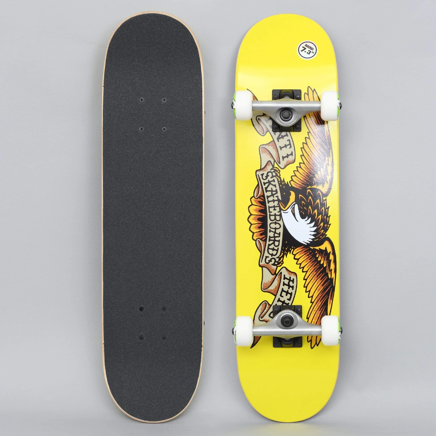 Anti Hero 7.3 Classic Eagle Mini Complete Skateboard Yellow 1 Anti Hero 7.3 Classic Eagle Mini Complete Skateboard Yellow