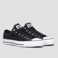 Converse CTAS Pro Shoes OX Black / Black / White Suede -Slam City Shop converse footwear converse ctas pro shoes ox black black white suede 29807106162758