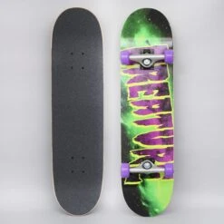 Creature 7.8 Galaxy Logo Mid Complete Skateboard Green / Purple
