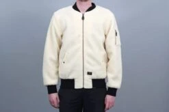 Huf Sherpa Bomber Jacket Natural -Slam City Shop huf jacket x large huf sherpa bomber jacket natural 4315489632326