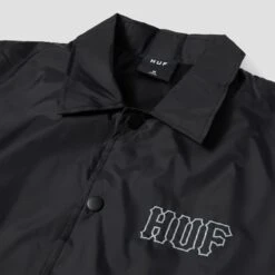 Huf Set H Coaches Jacket Black -Slam City Shop huf set h coaches jacket blk 003