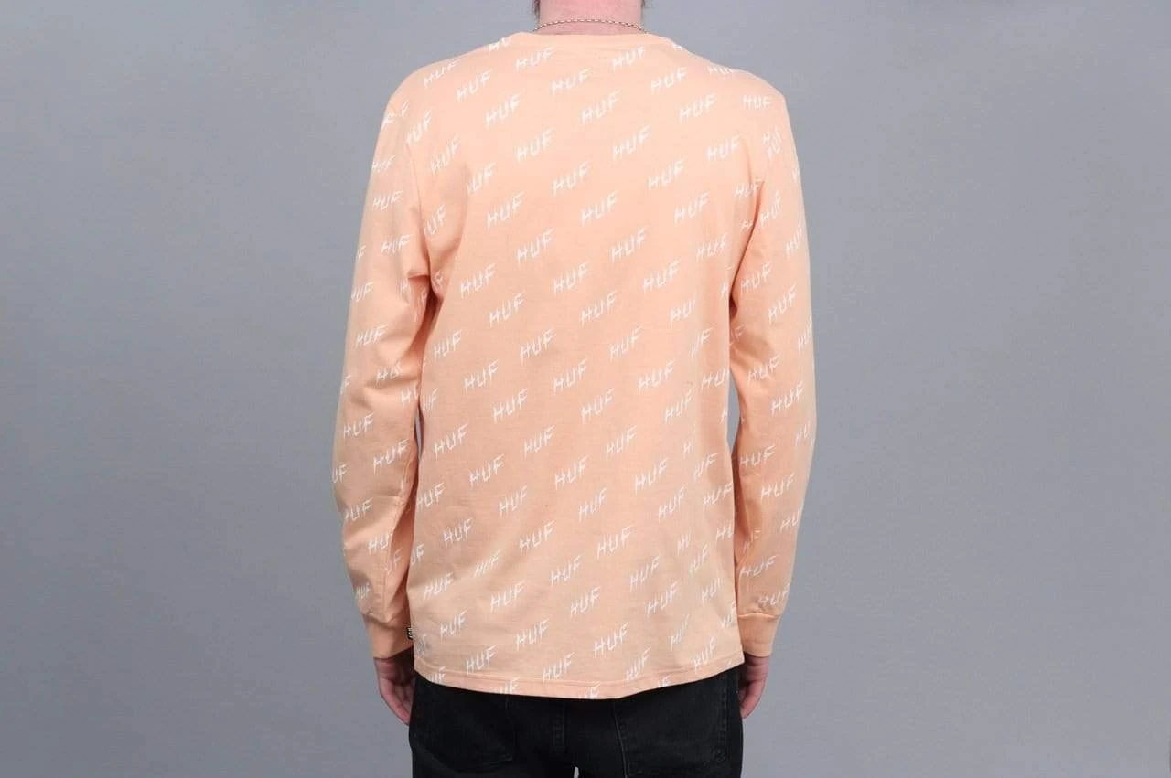 HUF Bolt All Over Longsleeve T-Shirt Peach 3 HUF Bolt All Over Longsleeve T-Shirt Peach - Image 3