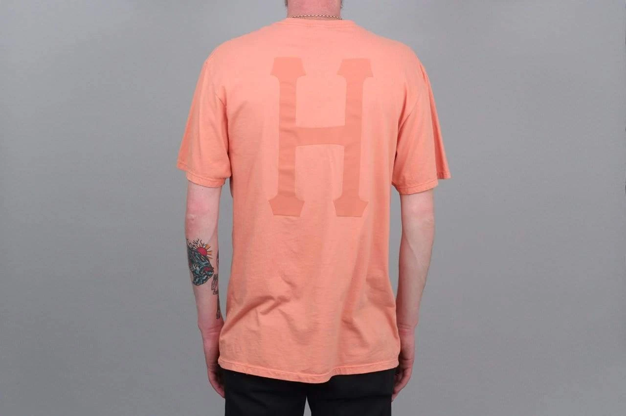 HUF Over-Dye Classic H T-Shirt Coral Haze 1 HUF Over-Dye Classic H T-Shirt Coral Haze