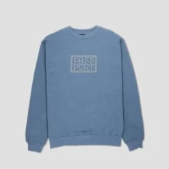 PassPort Invasive Embroidered Crew Washed Out Blue