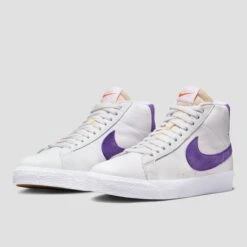 Nike SB Zoom Blazer Mid ISO Skate Shoes White / Court Purple -Slam City Shop nike sb footwear nike sb zoom blazer mid iso skate shoes white court purple 30326266134598