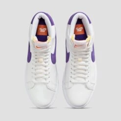 Nike SB Zoom Blazer Mid ISO Skate Shoes White / Court Purple -Slam City Shop nike sb footwear nike sb zoom blazer mid iso skate shoes white court purple 30326266200134