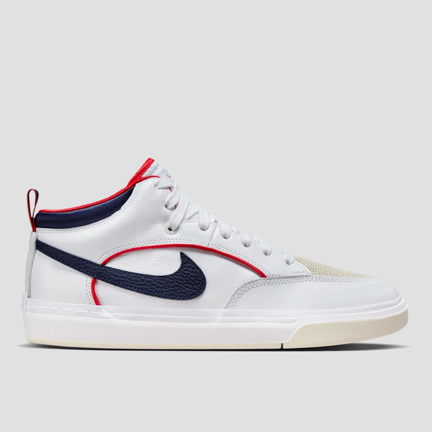 Nike SB React Leo Premium Skate Shoes White / Midnight Navy / University Red / White 1 Nike SB React Leo Premium Skate Shoes White / Midnight Navy / University Red / White