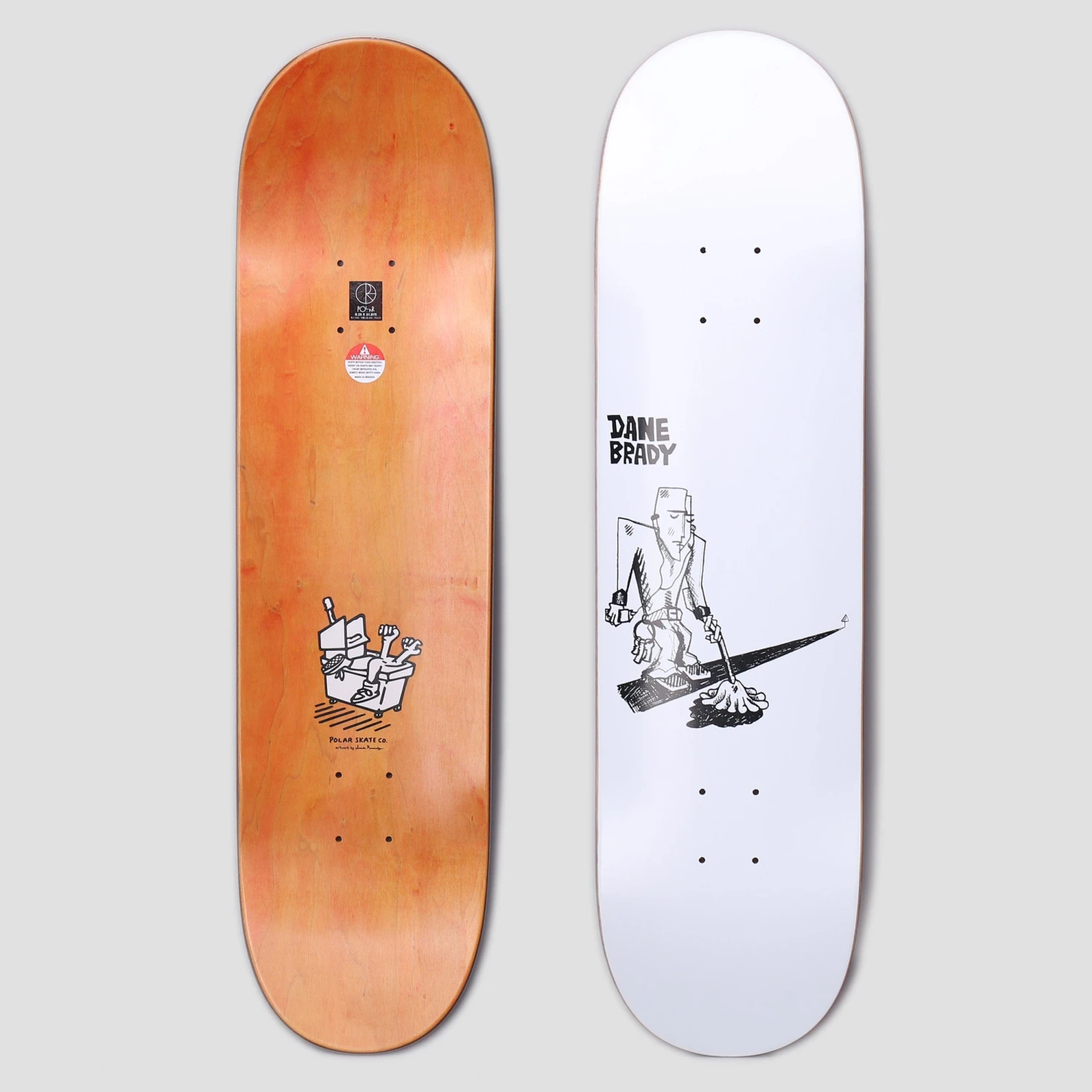 Polar 8.25 Dane Brady Mopping Skateboard Deck White 1 Polar 8.25 Dane Brady Mopping Skateboard Deck White