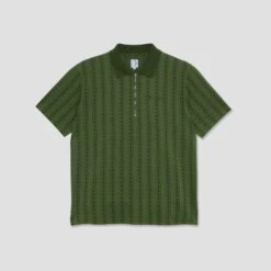 Polar Road Zip Polo Shirt Dark Green