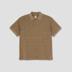 Polar Stripe Polo Shirt Camel