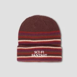 Sci-Fi Fantasy Striped Beanie Brown / Olive