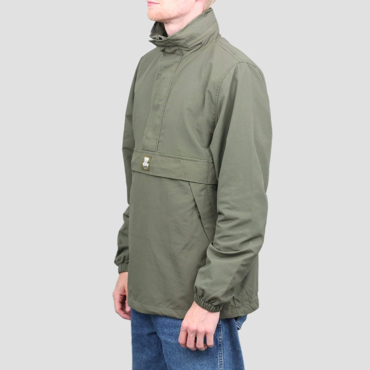 Slam City Skates Half Zip Shell Jacket Olive 2 Slam City Skates Half Zip Shell Jacket Olive - Image 2
