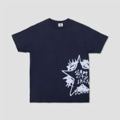 Slam City Skates Side Swank Star T-Shirt Navy