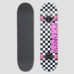 Speed Demons 7.75 Checkers Complete Skateboard Black / Pink