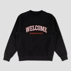 Welcome Student Embroidered Pigment Dyed Crew Black